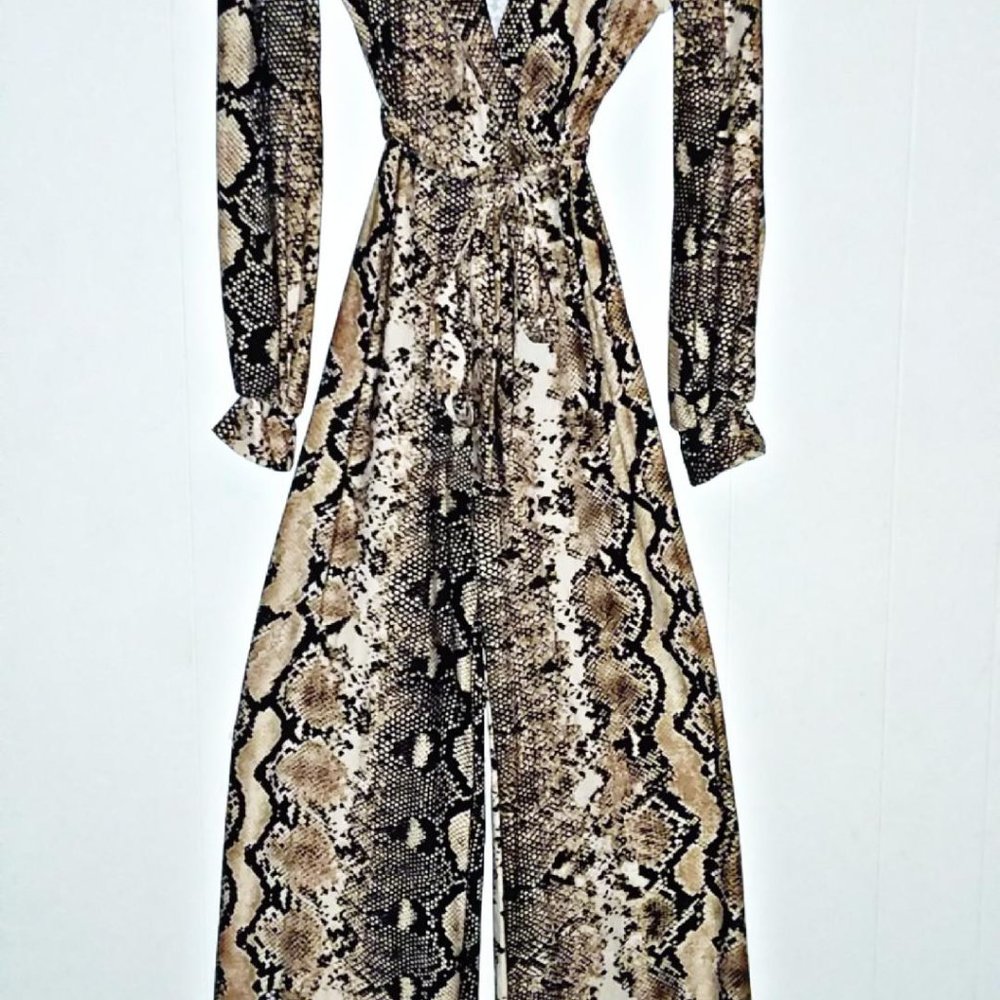 New Women's Animal Print Jumpsuit- Snakeskin (Med)